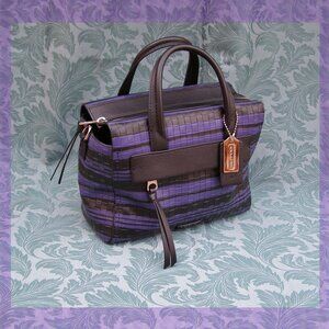 NEW Coach Bleeker Woven Leather Mini Riley Carryall in Blue Indigo/Black